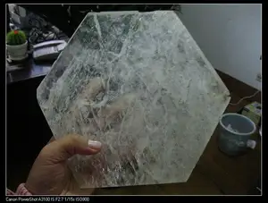 Natural rock quartz clear crystal slab