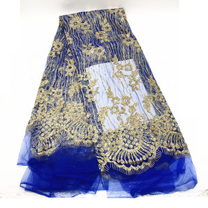 Haute qualité + perles poudre d'or <span class=keywords><strong>tissus</strong></span> de dentelle africaine ASO EBI joli filet français broderie Tulle dentelle tissu pour nigérian Dres J029 - Product Image 4