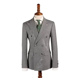 <span class=keywords><strong>Costume</strong></span> homme sur mesure de dernière génération, confectionné à la main, coupe ajustée, 100% laine, rayé blanc et <span class=keywords><strong>noir</strong></span>, <span class=keywords><strong>costume</strong></span> sur mesure pour homme - Product Image 3