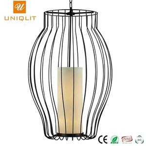 Hotel iluminación decorativa moderna hierro negro mate tela lámpara colgante - Product Image 3