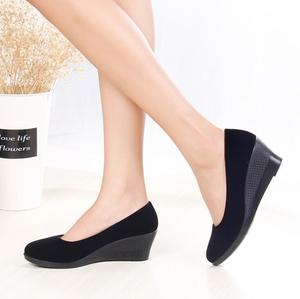 <span class=keywords><strong>Zapatos</strong></span> de Trabajo para Mujer al por Mayor, Primavera y Otoño, <span class=keywords><strong>Negros</strong></span>, Formales, <span class=keywords><strong>con</strong></span> Tacón Alto de <span class=keywords><strong>Cuña</strong></span>, en Existencia - Product Image 3