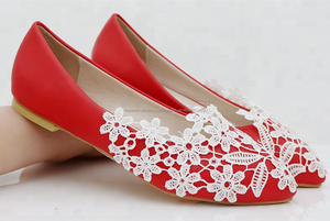 Handmake poit toe vestido zapatos tela encaje zapatos de boda - Product Image 4