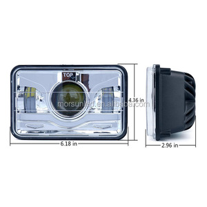 Phares de camion led H4 auto, feu de croisement et de route, avec yeux d'ange, 4x6 pouces, nouveau produit, - Product Image 2