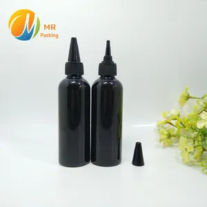 100ml schwarze Plastik flasche mit spitzem Mund PET-Flasche mit spitzen Mund kappen