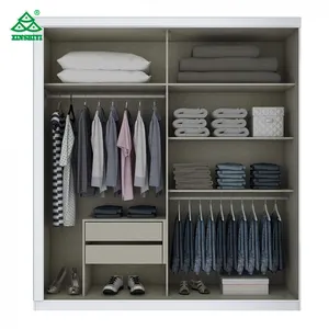 Hotel Bedroom wardrobe closet in MDF melamine with inner cloth racks and storage drawers Design