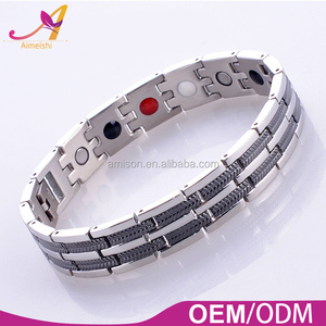 Titanio Puro Doble Fila 4 en 1 Elementos Energéticos <span class=keywords><strong>Beneficios</strong></span> para La Salud del Hombre de Titanio Pulsera Magnética - Product Image 4