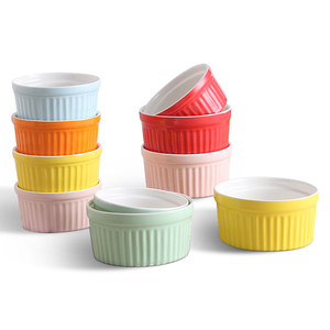 Petit plat en céramique gaufrée écologique de style européen pour la cuisson de gâteaux, ramequin en grès pour crème brûlée et mini-desserts - Product Image 1