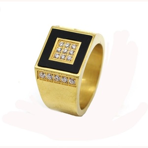 Dernier design, bague en acier inoxydable, simple, avec cristaux, grande pierre, <span class=keywords><strong>pour</strong></span> hommes - Product Image 6