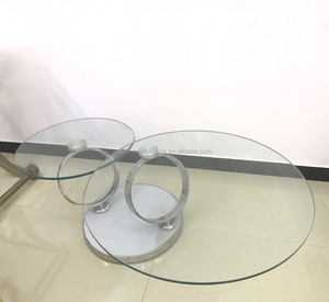 <span class=keywords><strong>Table</strong></span> <span class=keywords><strong>basse</strong></span> en verre avec cadre en métal de forme ronde pivotante au <span class=keywords><strong>design</strong></span> unique en gros - Product Image 2