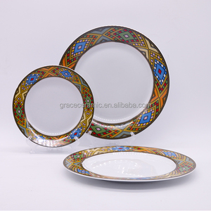7.5 بوصة 10.5 بوصة الاثيوبية التقليدية الفن اللوحة ملكة سبأ السيراميك طبق عشاء - Product Image 4