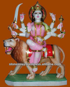 Estatua de la Diosa Durga en Mármol Blanco, Ídolo de la Durga en Mármol - Product Image 1