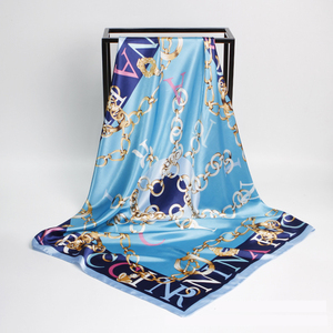 Écharpe en <span class=keywords><strong>soie</strong></span> pour femmes, motif tendance, grand <span class=keywords><strong>foulard</strong></span> carré en satin - Product Image 2
