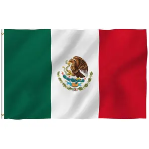 Ücretsiz örnek çin fabrika sıcak satış meksika bayrağı 100% polyester su geçirmez ulusal meksika bayrağı