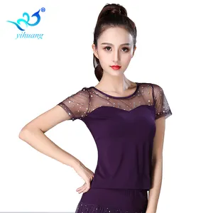 Factory Wholesale Cheap Women Girls Sexy belly dance Salsa Cha cha Rumba Practise Wear/Costume Ballroom Latin Dance Tops