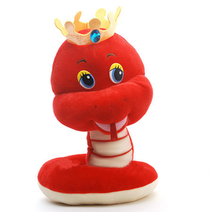 Giocattoli di Peluche di Alta Qualità ed Economici, Serpente Rosso con Corona - Product Image 1