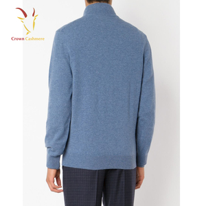 Lana merino de los hombres del collar del soporte suéter 1/4 zip Cachemira - Product Image 2