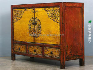خزانة عرض صينية عتيقة من الخشب الصلب المطلي، أثاث زخرفي للمنزل وغرفة المعيشة بتصميم شرقي من دونغبي - Product Image 5