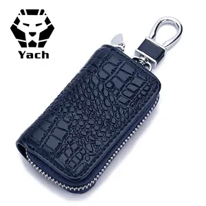 Wholesale high quality customized blue red luxury popular style leather key bag wedding gift key holder car key bag