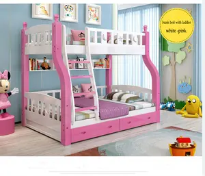 2021 Hotselling Weiß Blau Rosa Braun Neue Entwickelt Kinder Etagen Bett massivholz buck bett für Kinder