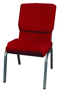 เก้าอี้สำหรับโบสถ์แบบซ้อนกันสีแดงสำหรับหอประชุมผ้าโลหะสีเบอร์กันดี