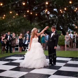 4ft by 4ft white and black wooden interlocking dance floor