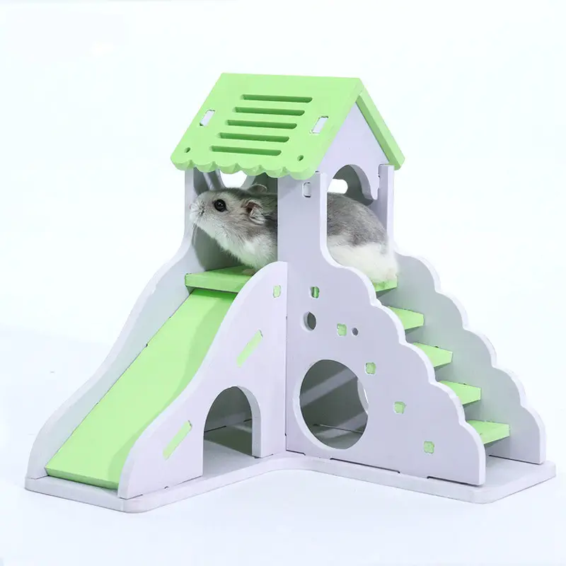 มืออาชีพที่มีคุณภาพสูงใหม่มาถึงปลอดภัยสไลด์ไม้อาคารของเล่นสำหรับสัตว์เลี้ยงหนูแฮมสเตอร์สัตว์ขนาดเล็ก