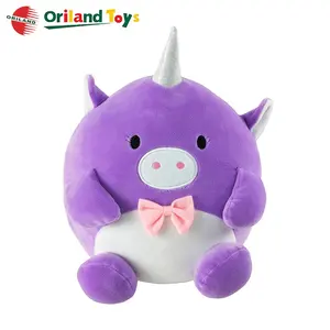 ball shaped soft plush toys purple fat pig unicorn stuffed animal