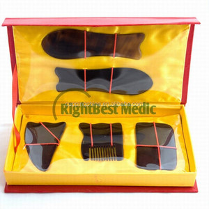 di alta qualità 5 pezzi nero corno di bufalo gua sha bordo raschiare terapia medicina tradizionale cinese massaggiatore regalo strumento di massaggio - Product Image 2