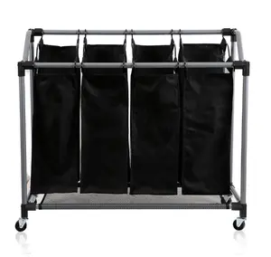 Room Household Items In Foldable Fabric Deluxe Quad Sorter-Mesh Bags Dirty Cloth Organizer Laundry Basket