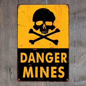 Danger Mines d'étain Vintage en métal signe Art Peinture Bar Pub Café Garage Maison Hôtel Décoration Murale En Métal Affiche - Product Image 1