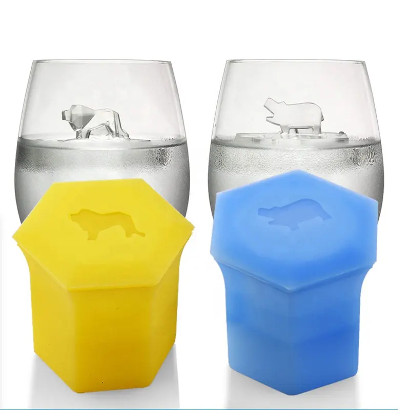 ใหม่มาถึง 3D Ice Cube ถาด Lion & ฮิปโปรูปร่างซิลิโคน Ice Cube ถาด