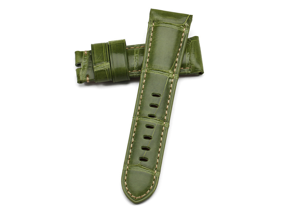 Vert Véritable Réel Aligator En Cuir Bracelet De Montre 24mm/22mm