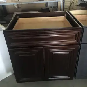 Gabinete de cocina de madera maciza de abedul de puerta de Panel elevado