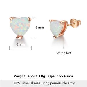 925 Sterling Silver Rose Gold Plated Heart Cut <strong>Opal</strong> Stone Factory Price <strong>Opal</strong> <strong>Earrings</strong> - Product Image 3