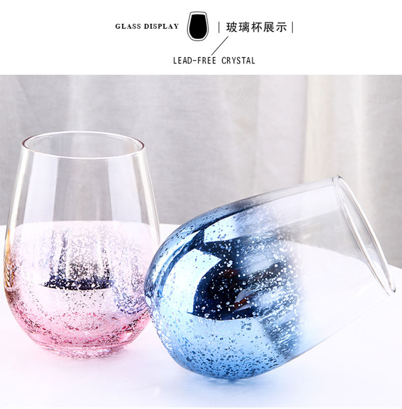 Crystal Clear Colored 18oz Stemless Wine Glasses Starry Sky Themed Premium Shiny Drinking Glassware Tumblers