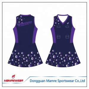 2017 New Style Custom Netball Jersey 1 Piece Tennis Skirt Purple Practice Wear