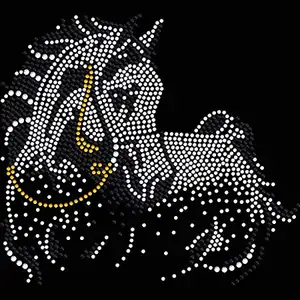 Fashion Horse Design Iron On Rhinestone Transfer For Clothing