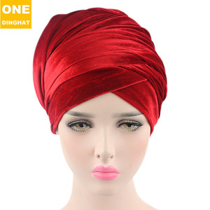Turbante mágico de lujo para mujer, pañuelo largo de terciopelo, pañuelo para la cabeza, Hijab