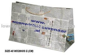 Lowellcraft Mini Newspaper Eco-Friendly Recycled Shopping Tote <b>Bag</b> with Geometric Pattern Custom Printed Logo for Gifts - Product Image 2