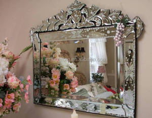 Bridal Wedding Venetian <strong>Wall</strong> <strong>Mirror</strong> with Hand Ething Flowers - Product Image 1