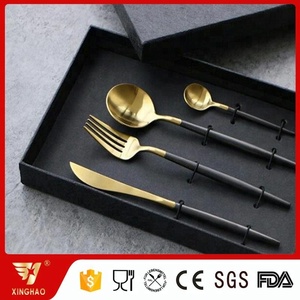 الحصري مقبض أسود ماتي الذهب الفولاذ المقاوم للصدأ المطبخ والسكاكين إناء - Product Image 2