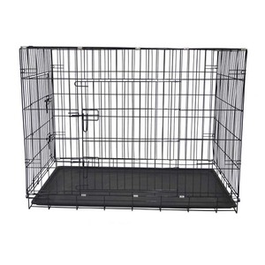 Kaliteli büyük Metal köpek kafesi katlanabilir demir ve plastik kablolu sandık ile malezya hayvan desen köpek evi taşıyıcı - Product Image 4