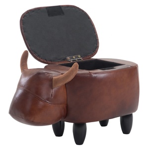 New Design Modern Bull <strong>Animal</strong> <strong>Footstool</strong> Children's Furniture with Storage Ottoman Stool Shoes Changing Wood Legs Cute for Kids - Product Image 6