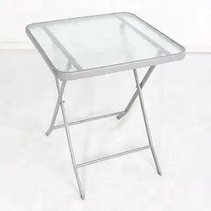 Plegable al aire libre cuadrado Bistro mesa de vidrio 70x70cm