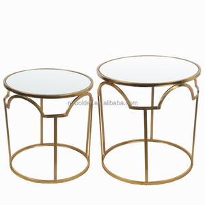 Fabbrica direttamente di alta qualità <span class=keywords><strong>set</strong></span> di 2 <span class=keywords><strong>oro</strong></span> rotondo tavolino da caffè per promozionale di vendita - Product Image 1