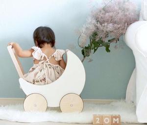 Carrito <span class=keywords><strong>de</strong></span> Juguete <span class=keywords><strong>de</strong></span> Madera Blanco Ecológico en Oferta, Juguete para Bebés que Aprenden a Caminar - Product Image 3