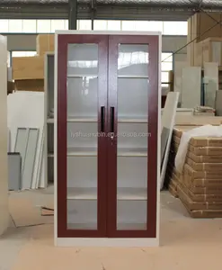 Armário de aço para gabinete, novo design, colorido, altura completa, com porta de vidro deslizante