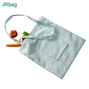 300D Polyester Dot Pronted Reusable Grocery Shopping Bags with Foldable Button For Groceries Shopping Trip