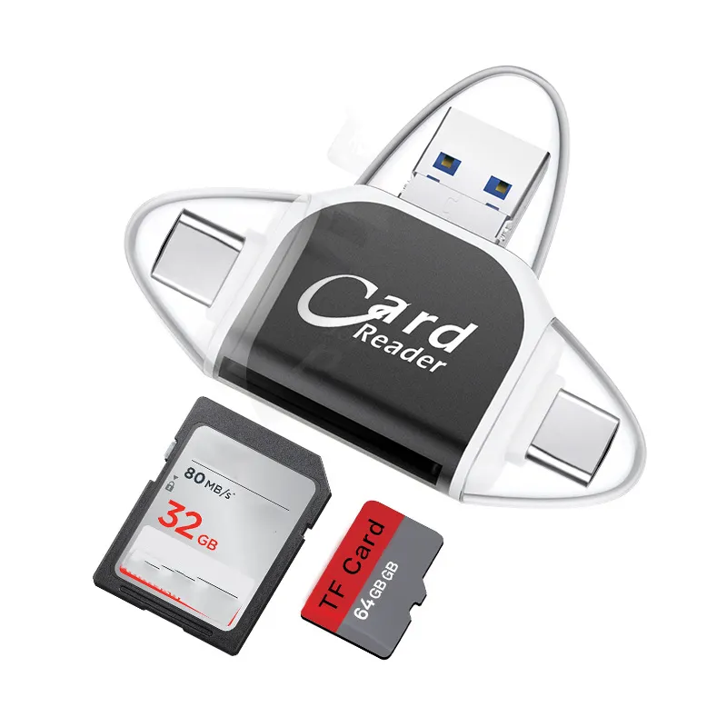 4 in 1 micro usb tf card reader for smartphones and computer