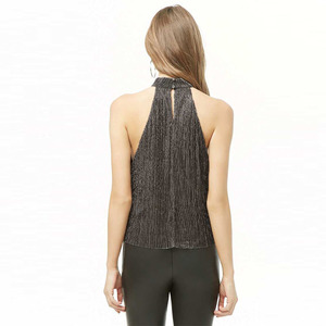 Negro Nuevo estilo casual Mujeres <span class=keywords><strong>Cuello</strong></span> <span class=keywords><strong>alto</strong></span> <span class=keywords><strong>Sin</strong></span> mangas Verano Sólido Sexy Tank Tops - Product Image 3